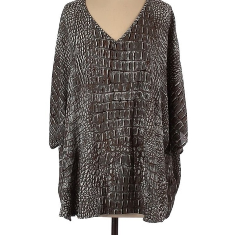 Adrienne Women’s Blouse Top Size S Color Gray/Brown